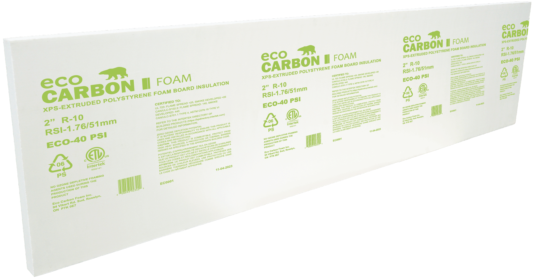 ECO XPS-40 2 in. x 24 in. x 96 in. Butt Edge - rigid foam insulation